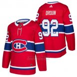 Camiseta Hockey Hombre Autentico Montreal Canadiens 92 Jonathan Drouin Home 2018 Rojo
