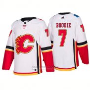 Camiseta Hockey Hombre Calgary Flames 7 T. J. Brodie Away Premier 2017-2018 Blanco