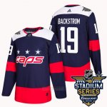 Camiseta Hockey Hombre Washington Capitals 19 Nicklas Backstrom Azul 2018 Stadium Series Autentico