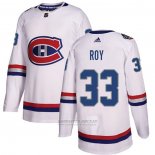 Camiseta Hockey Montreal Canadiens 33 Patrick Roy Autentico 2017 100 Classic Blanco
