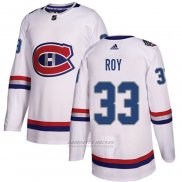 Camiseta Hockey Montreal Canadiens 33 Patrick Roy Autentico 2017 100 Classic Blanco