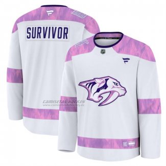 Camiseta Hockey Nashville Predators Hockey Fights Cancer Practice Blanco