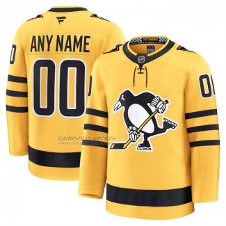 Camiseta Hockey Pittsburgh Penguins Alterno Personalizada Premium Amarillo
