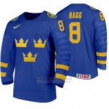 Camiseta Hockey Suecia Robert Hagg Away 2020 IIHF World Junior Championships Azul