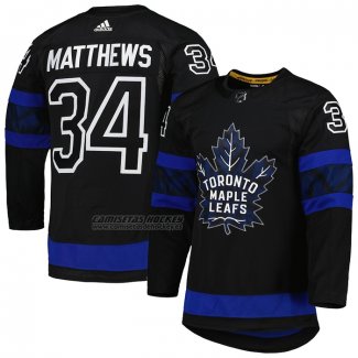 Camiseta Hockey Toronto Maple Leafs Auston Matthews Autentico Alterno Negro