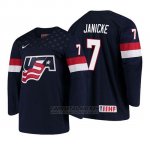 Camiseta USA Team Trevor Janicke 2018 Iihf World Championship Jugador Azul