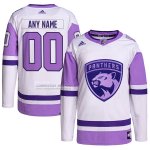Camiseta Hockey Florida Panthers Personalizada Fights Cancer Autentico Blanco Violeta