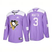 Camiseta Hockey Hombre Autentico Pittsburgh Penguins 3 Olli Maatta Hockey Fights Cancer 2018 Violeta