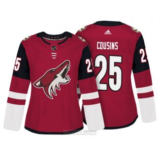 Camiseta Hockey Mujer Arizona Coyotes 25 Nick Cousins Rojo Autentico Jugador