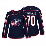 Camiseta Hockey Mujer Columbus Blue Jackets 70 Joonas Korpisalo Azul Autentico Jugador