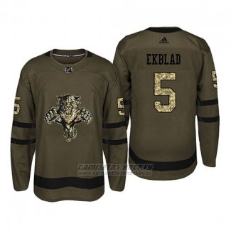 Camiseta Florida Panthers 5 Aaron Ekblad Camo Salute To Service