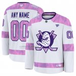 Camiseta Hockey Anaheim Ducks 2024 Fights Cancer Personalizada Blanco