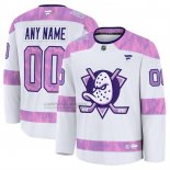 Camiseta Hockey Anaheim Ducks 2024 Fights Cancer Personalizada Blanco