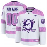 Camiseta Hockey Anaheim Ducks 2024 Fights Cancer Personalizada Blanco