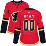 Camiseta Hockey Calgary Mujer Flames Personalizada Rojo