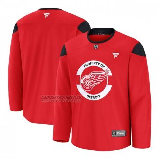 Camiseta Hockey Detroit Red Wings Primera Practica Rojo