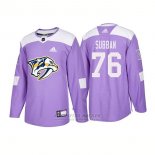Camiseta Hockey Hombre Autentico Nashville Predators 76 P.k. Subban Hockey Fights Cancer 2018 Violeta