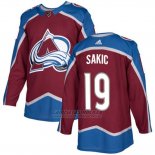 Camiseta Hockey Hombre Colorado Avalanche 19 Joe Sakic Burgundy Home Autentico Stitched
