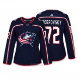 Camiseta Hockey Mujer Columbus Blue Jackets 72 Sergei Bobrovsky Azul Autentico Jugador
