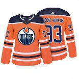 Camiseta Hockey Mujer Edmonton Oilers 93 Ryan Nugent Hopkins Naranja Autentico Jugador