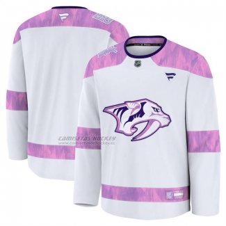 Camiseta Hockey Nashville Predators 2024 Fights Cancer Blanco