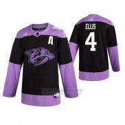 Camiseta Hockey Nashville Predators Ryan Ellis Fights Cancer Negro