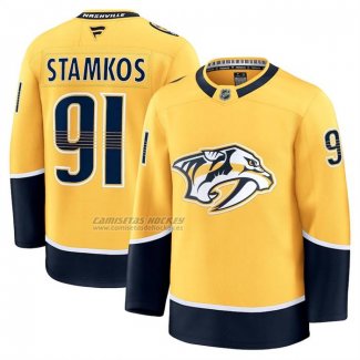 Camiseta Hockey Nashville Predators Steven Stamkos Primera Premium Amarillo