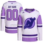 Camiseta Hockey New Jersey Devils Personalizada Fights Cancer Autentico Blanco Violeta