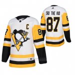 Camiseta Hockey Pittsburgh Penguins Sidney Crosby Nickname Sid The Kid Away Autentico Blanco Camiseta Hockey Pittsburgh Penguins Sidney Crosby Nickname Sid The Kid Away Autentico Blanco