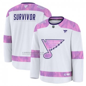 Camiseta Hockey St Louis Blues Hockey Fights Cancer Practice Blanco