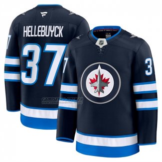 Camiseta Hockey Winnipeg Jets Connor Hellebuyck Primera Premium Azul