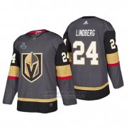 Camiseta Golden Knights Oscar Lindberg Bound Patch 2018 Stanley Cup Final Gris