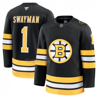 Camiseta Hockey Boston Bruins Jeremy Swayman Primera Premium Negro