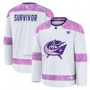 Camiseta Hockey Columbus Blue Jackets Hockey Fights Cancer Practice Blanco