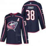 Camiseta Hockey Hombre Autentico Columbus Blue Jackets 38 Boone Jenner Home 2018 Azul
