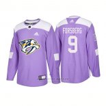 Camiseta Hockey Hombre Autentico Nashville Predators 8 Filip Forsberg Hockey Fights Cancer 2018 Violeta