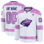 Camiseta Hockey Minnesota Wild 2024 Fights Cancer Personalizada Blanco