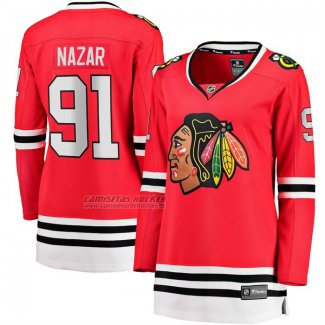 Camiseta Hockey Mujer Chicago Blackhawks Frank Nazar Primera Breakaway Rojo