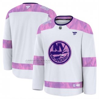 Camiseta Hockey New York Islanders 2024 Fights Cancer Blanco