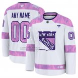 Camiseta Hockey New York Rangers 2024 Fights Cancer Personalizada Blanco