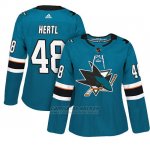 Camiseta Mujer Sharks 48 Tomas Hertl Teal Adizero Jugador Home