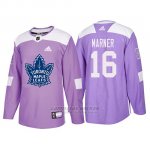 Camiseta Toronto Maple Leafs Mitchell Marner Hockey Fights Cancer Violeta