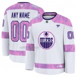 Camiseta Hockey Edmonton Oilers 2024 Fights Cancer Personalizada Blanco