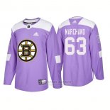 Camiseta Hockey Hombre Autentico Boston Bruins Brad Marchand 2018 Hockey Fights Cancer Violeta