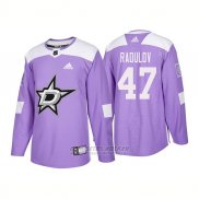 Camiseta Hockey Hombre Autentico Dallas Stars 47 Alexander Radulov Hockey Fights Cancer 2018 Violeta