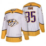 Camiseta Hockey Hombre Autentico Nashville Predators 35 Pekka Rinne Away 2018 Blanco