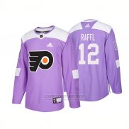 Camiseta Hockey Hombre Autentico Philadelphia Flyers 12 Michael Raffl Hockey Fights Cancer 2018 Violeta