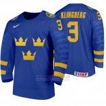 Camiseta Hockey Suecia John Klingberg Away 2020 IIHF World Junior Championships Azul