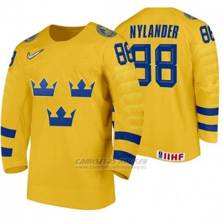 Camiseta Hockey Suecia William Nylander Home 2020 IIHF World Amarillo
