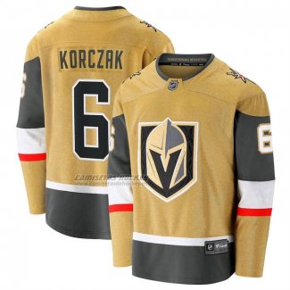 Camiseta Hockey Vegas Golden Knights Kaedan Korczak Primera Breakaway Amarillo
